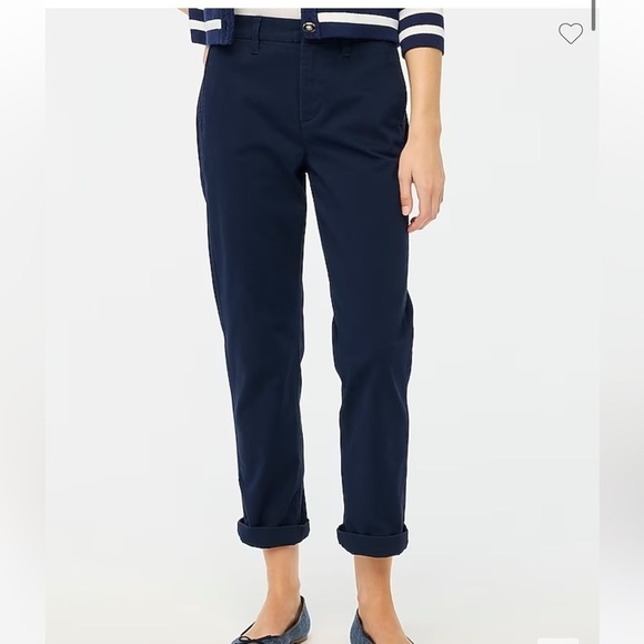 J.Crew High-rise girlfriend chino pant Size 0 Petite Navy Blue Pants NWT - Picture 2 of 8